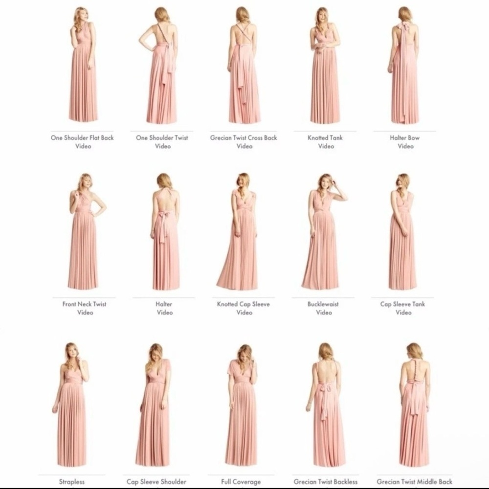 TwoBirds Dress Sz S/M? Multi Way Maxi Champagne Bridesmaid Formal Marylin EUC - Picture 11 of 11